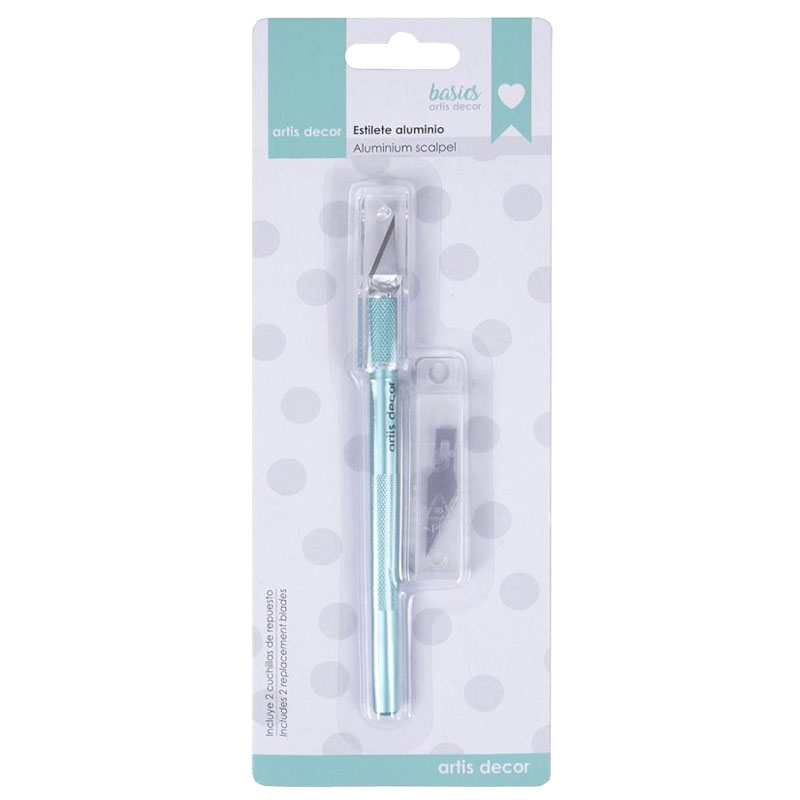 Estilete Aluminio Color Mint + 2 cuchillas repuesto