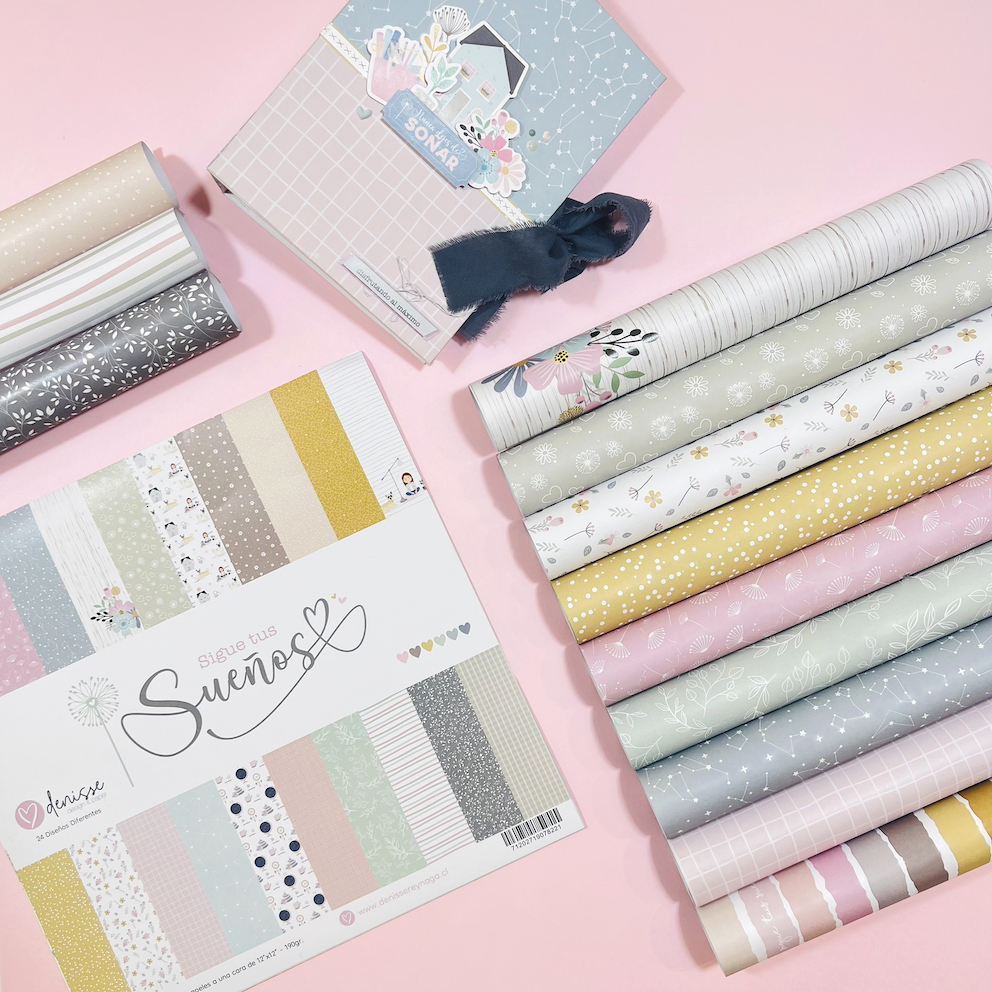 Colección 24 papeles 12×12″ Sigue tus Sueños – Denisse Reynaga