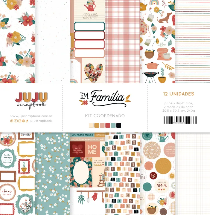 Kit Papeles Em Familia - Juju Scrapbook