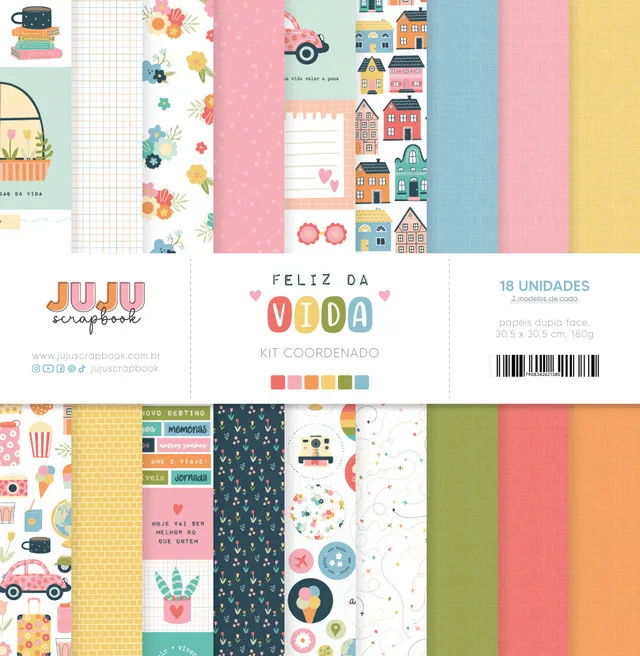 Kit papeles Feliz Da Vida - Juju Scrapbook