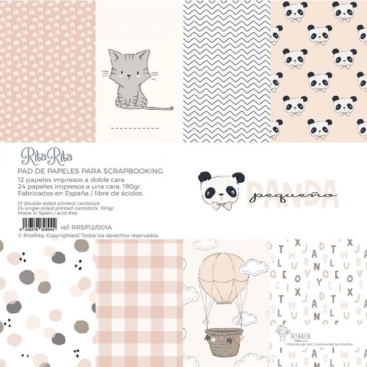 Papeles"Pequeño Panda" 12x12"- Alúa Cid