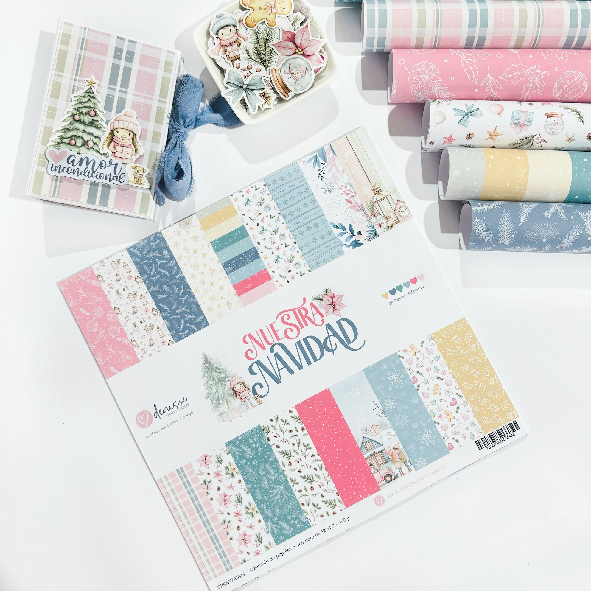 Colección 24 papeles una cara 12″×12″ Nuestra Navidad