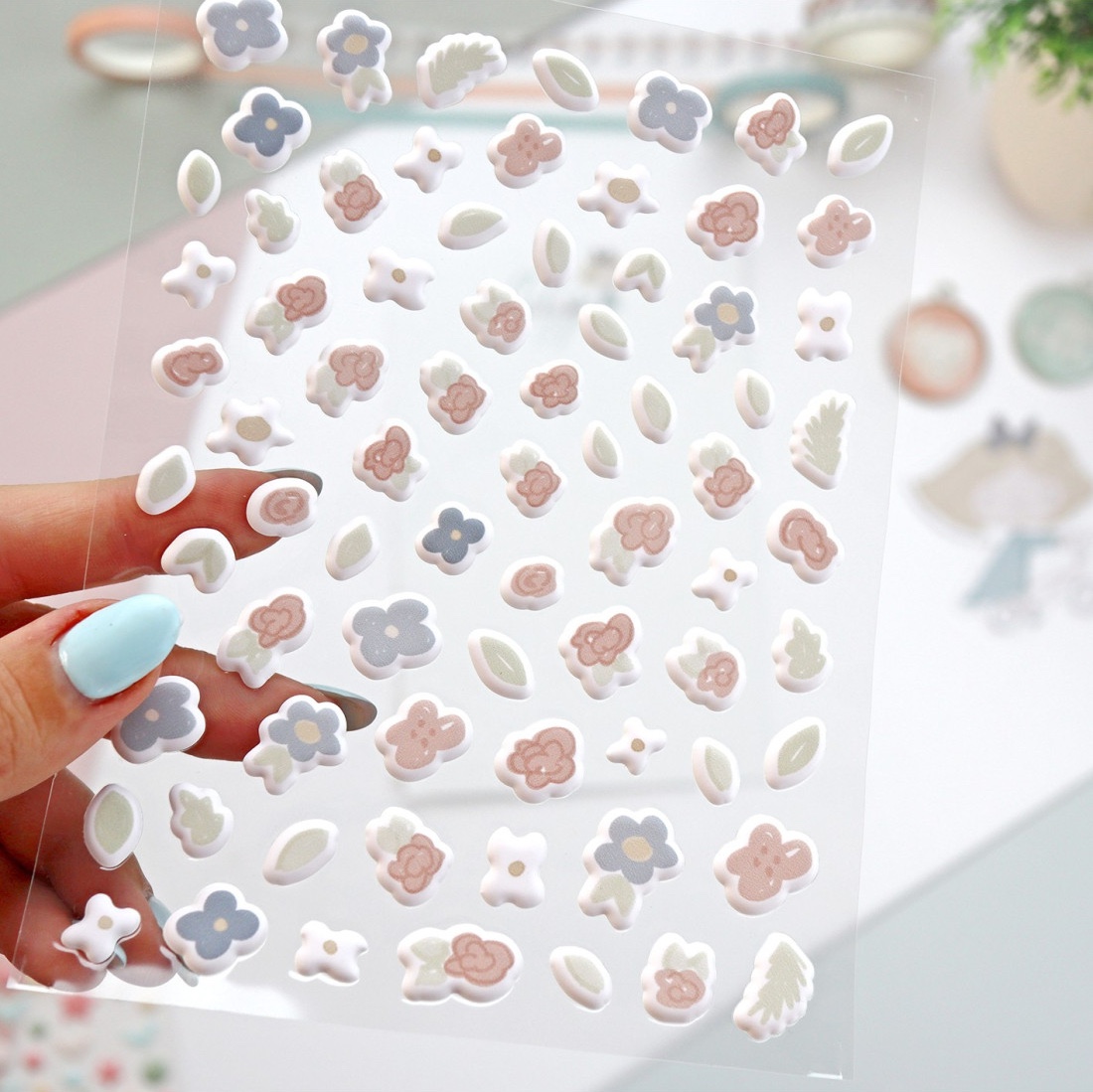 Pack pegatinas puffy Flores CeliAlice -Alúa Cid