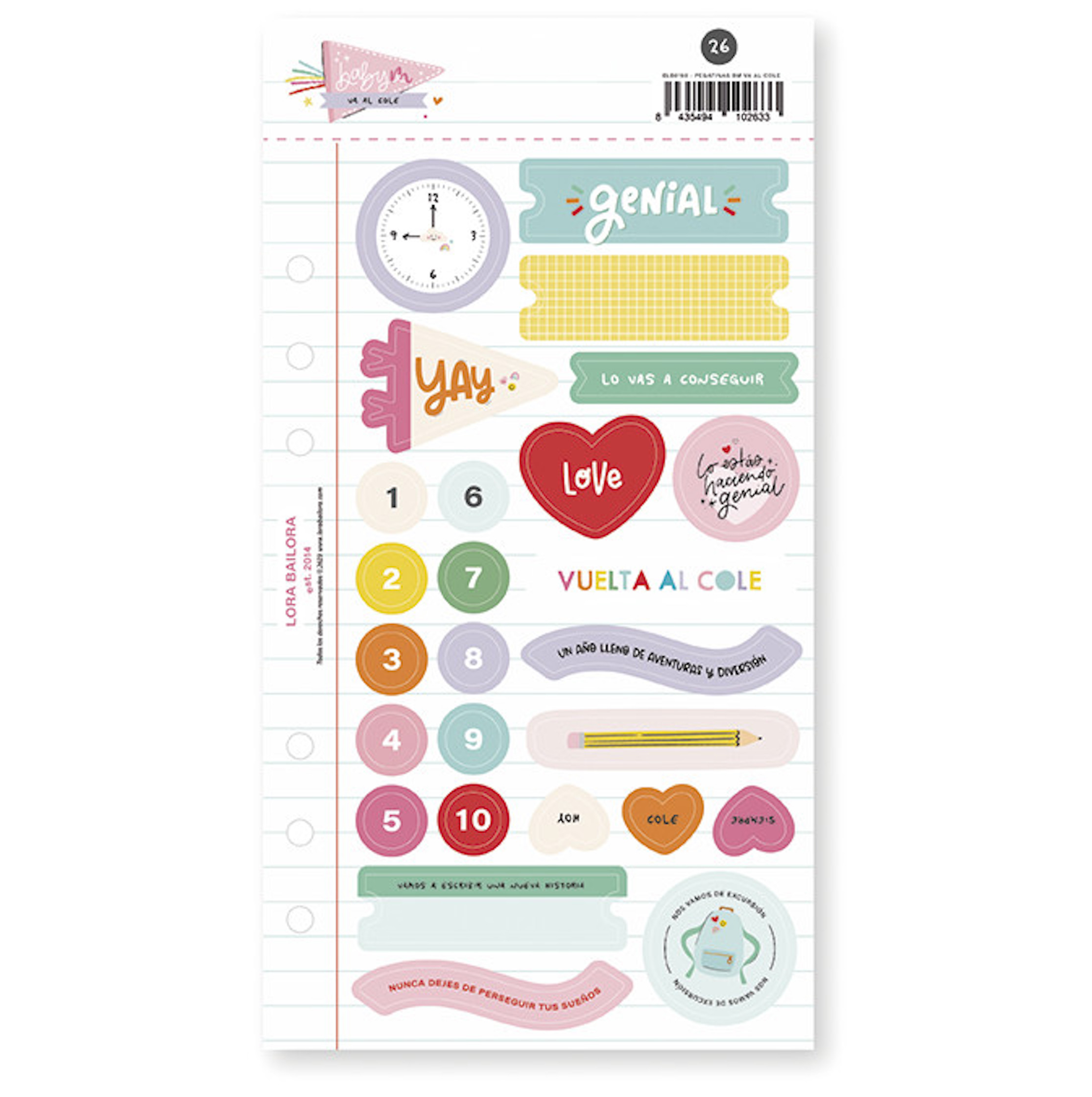 Pegatinas Baby M va al Cole - Lora Bailora