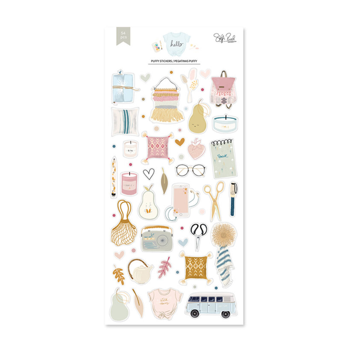 Puffy Stickers Ilustraciones Hello - Lora Bailora