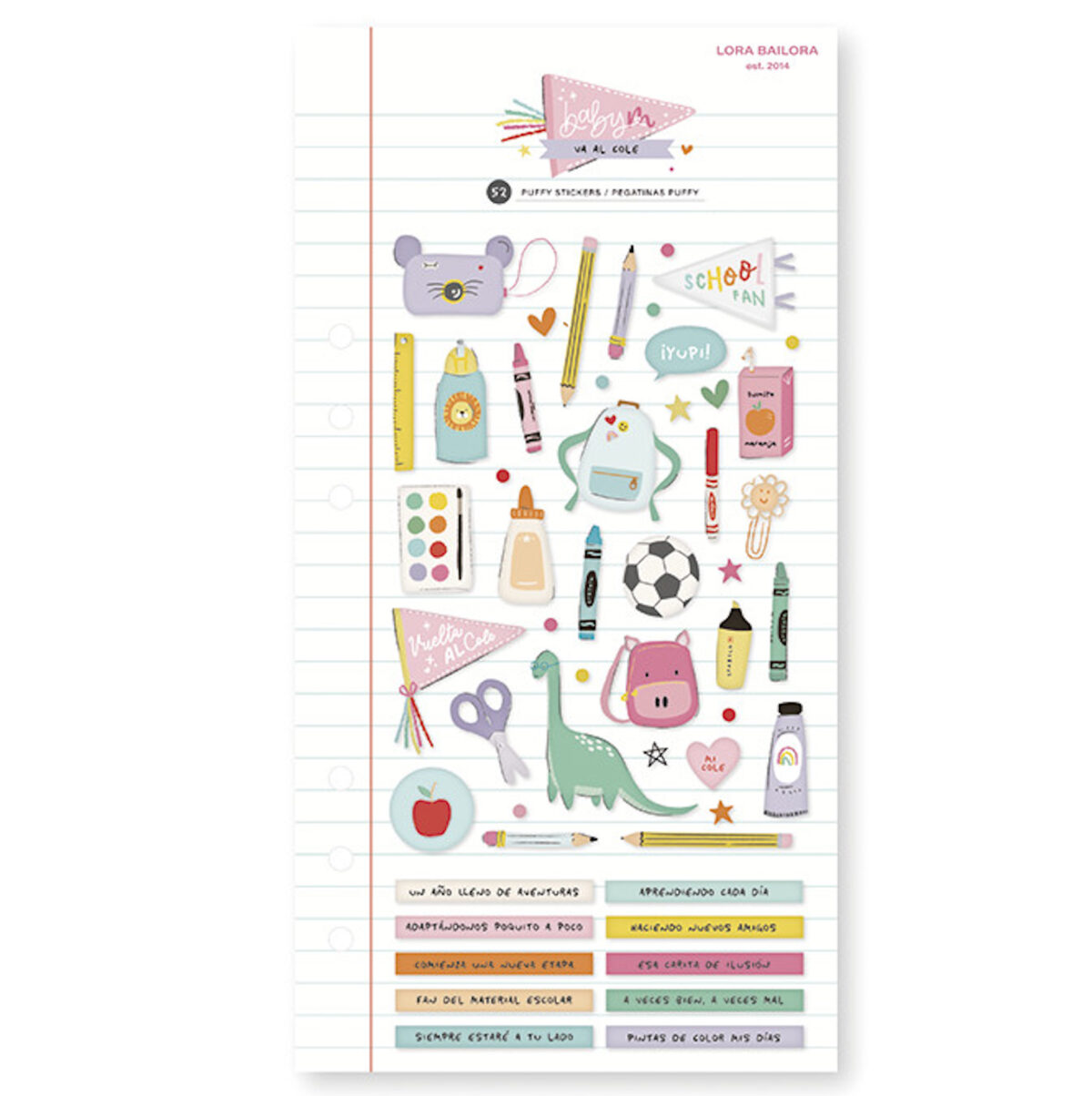 Puffy Stickers Baby M va al Cole - Lora Bailora
