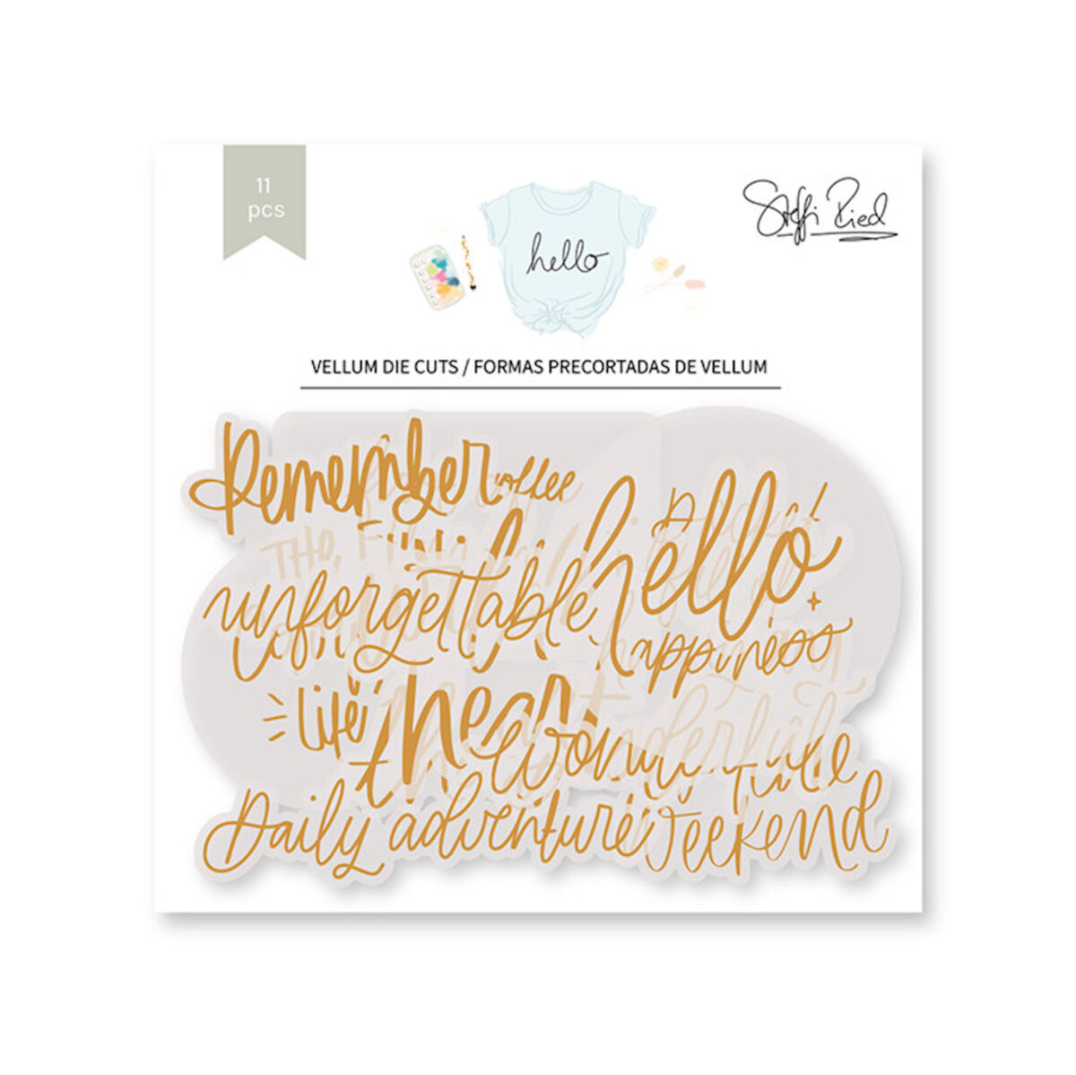 Die cut Vellum Hello -Lora Bailora