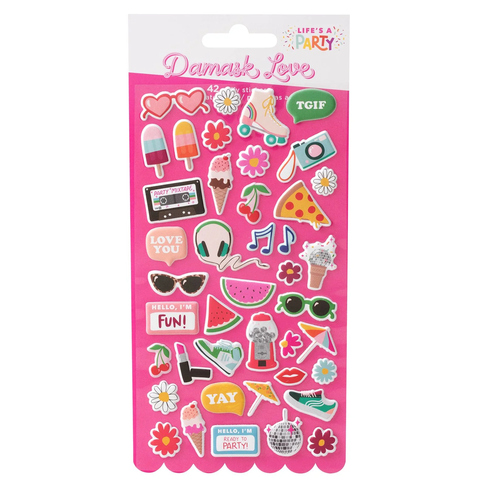 Stickers Puffy Life´s a Party - Damask Love