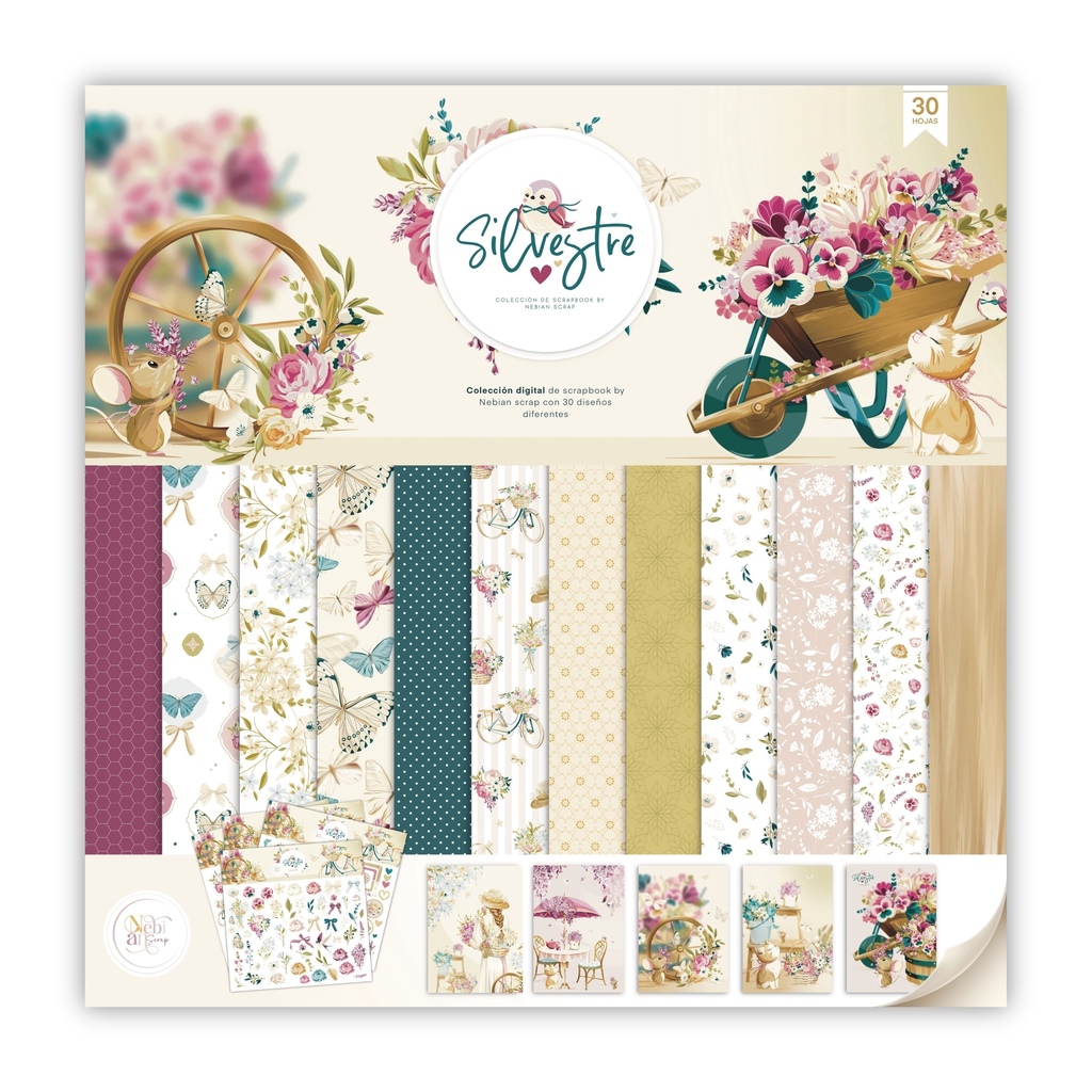 Kit 30 papeles "Silvestre" - Nebian Scrap