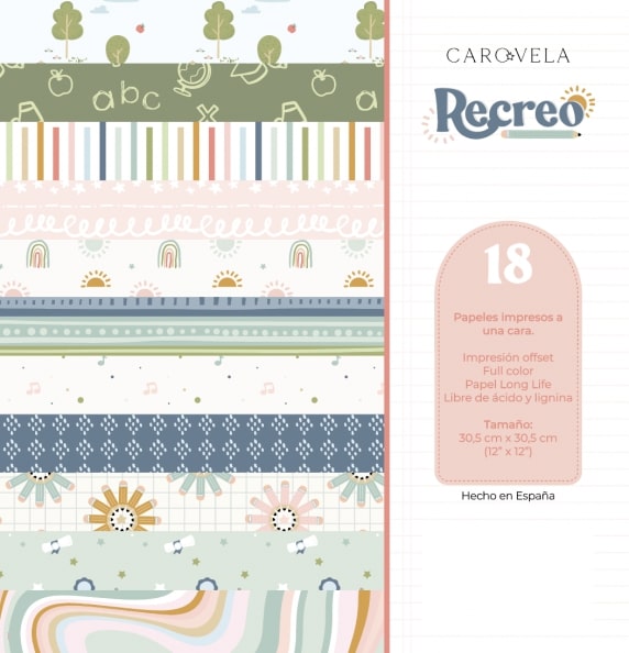 Block de papeles 12x12" colección Recreo - Basic Crea