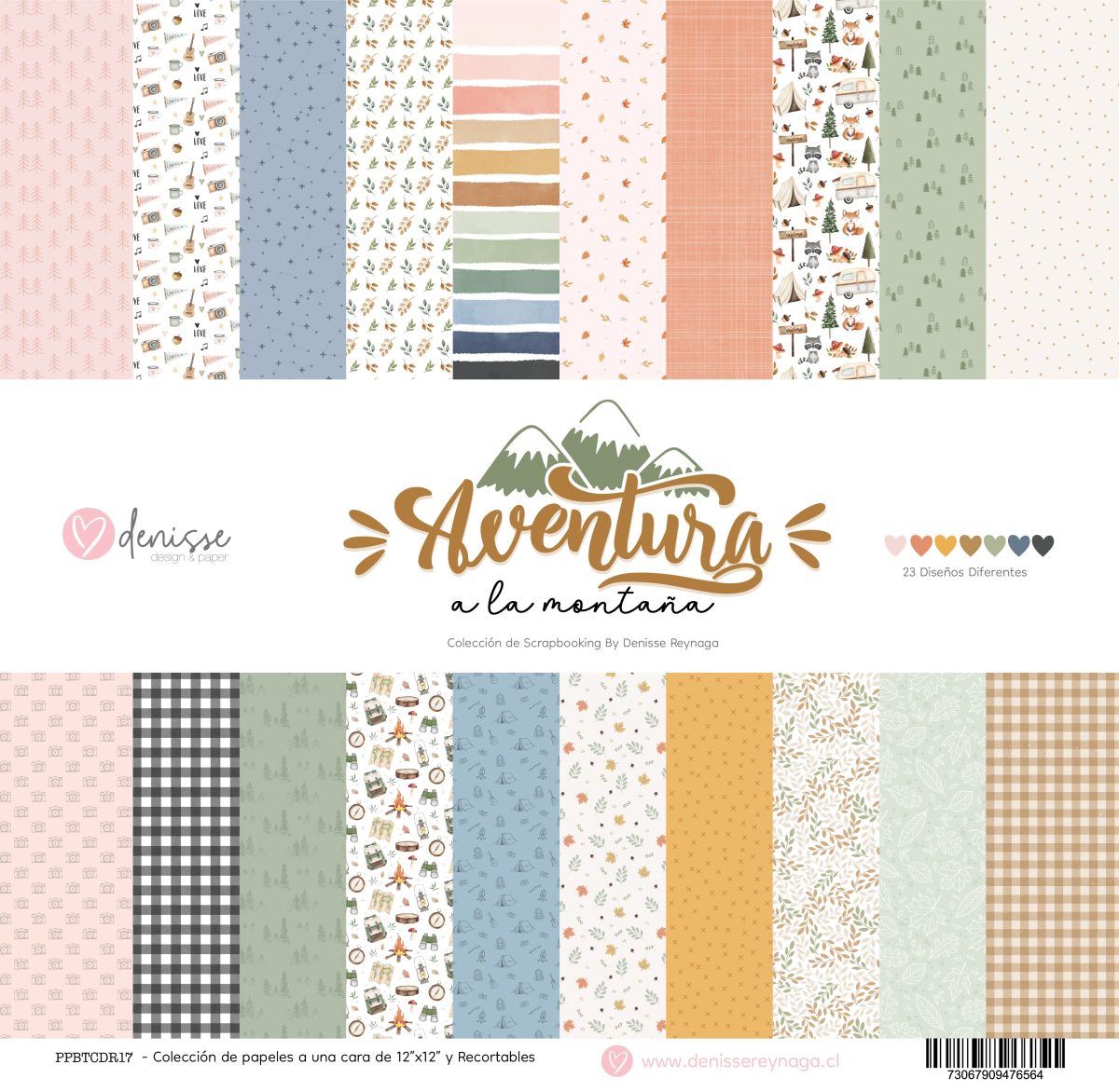 Colección 23 papeles 12″×12″ Aventura a la Montaña – Denisse Reynaga