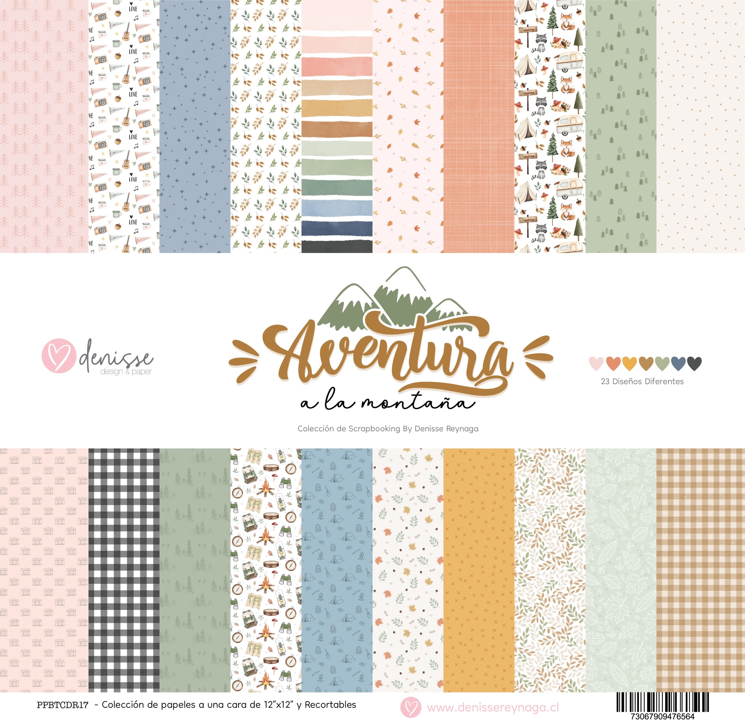 Colección 23 papeles 12″×12″ Aventura a la Montaña – Denisse Reynaga